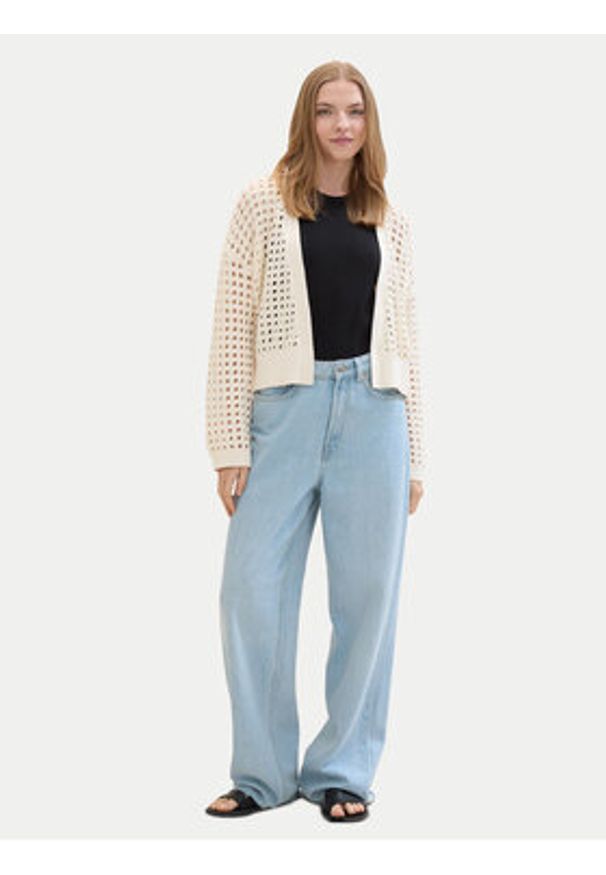 Tom Tailor Denim Kardigan 1040756 Beżowy Relaxed Fit. Kolor: beżowy. Materiał: bawełna