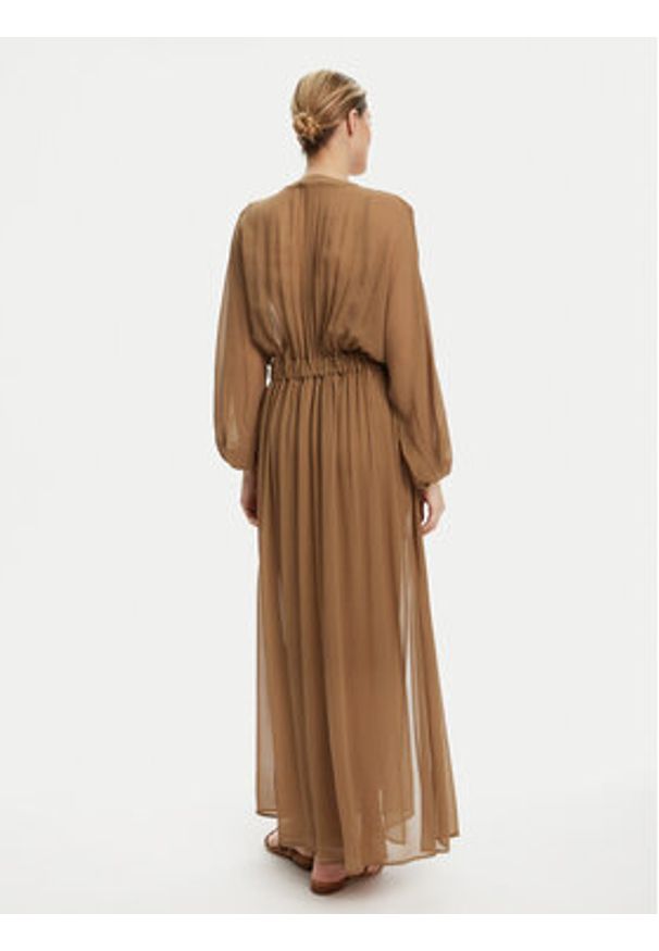 Luisa Spagnoli Sukienka wieczorowa Paiolo 541815 Brązowy Regular Fit. Kolor: brązowy. Materiał: wiskoza. Styl: wizytowy