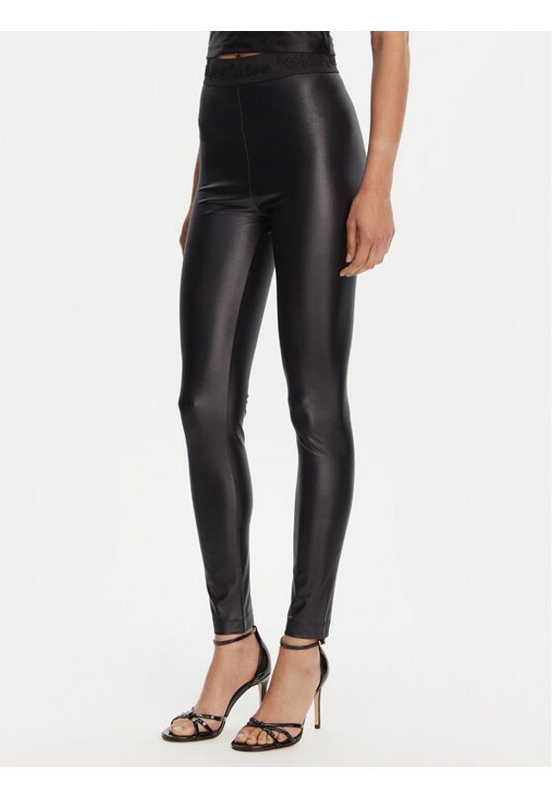 Versace Jeans Couture Legginsy 78HAC101 Czarny Slim Fit. Kolor: czarny. Materiał: syntetyk
