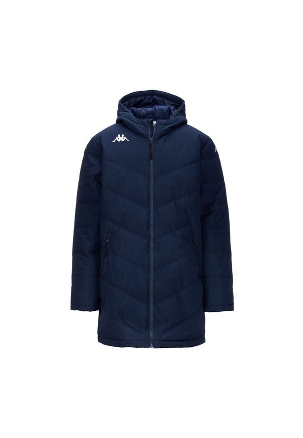 Kurtka puchowa Kappa Giambolo. Kolor: niebieski. Materiał: puch. Sezon: zima. Sport: piłka nożna