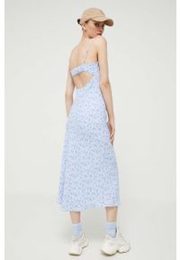 Hollister Co. sukienka kolor niebieski maxi rozkloszowana. Kolor: niebieski. Materiał: tkanina. Długość rękawa: na ramiączkach. Typ sukienki: rozkloszowane. Styl: klasyczny. Długość: maxi #1