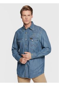 Wrangler Koszula jeansowa LEON BRIDGES W5M0CX31O 112328528 Niebieski Regular Fit. Kolor: niebieski. Materiał: jeans