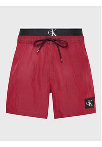 Calvin Klein Swimwear Szorty kąpielowe Medium Double Wb KM0KM00846 Bordowy Regular Fit. Kolor: czerwony. Materiał: syntetyk #2