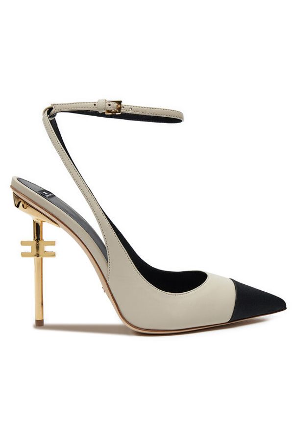 Elisabetta Franchi Szpilki SA-25B-46E2-V570 Écru. Materiał: skóra. Obcas: na szpilce