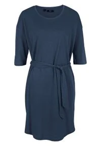 Sukienka bawełniana oversize, krótki rękaw bonprix ciemnoniebieski. Kolor: niebieski. Materiał: bawełna. Długość rękawa: krótki rękaw. Typ sukienki: oversize #1