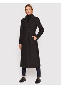 Trussardi Jeans - Płaszcz wełniany Trussardi. Kolor: brązowy. Materiał: wełna #1