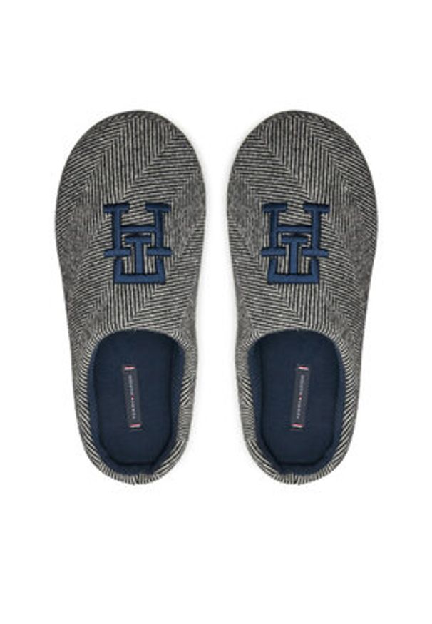 TOMMY HILFIGER - Tommy Hilfiger Kapcie Embroi Herringbone House Shoe FM0FM05539 Czarny. Kolor: czarny. Materiał: materiał