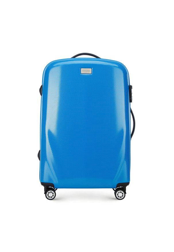 Wittchen - Średnia walizka z polikarbonu jednokolorowa niebieska. Kolor: niebieski. Materiał: guma