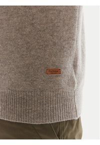 Barbour Sweter Patch Half Zip MKN0585ST51 Beżowy Regular Fit. Kolor: beżowy. Materiał: wełna #3