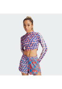 Adidas - Koszulka adidas x FARM Rio Crop Long Sleeve. Kolor: wielokolorowy, niebieski, czerwony, pomarańczowy. Materiał: materiał. Długość rękawa: długi rękaw. Długość: krótkie. Sport: fitness #1