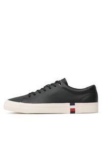 TOMMY HILFIGER - Tommy Hilfiger Tenisówki Corporate Leather Detal Vulc FM0FM04589 Czarny. Kolor: czarny. Materiał: skóra #3