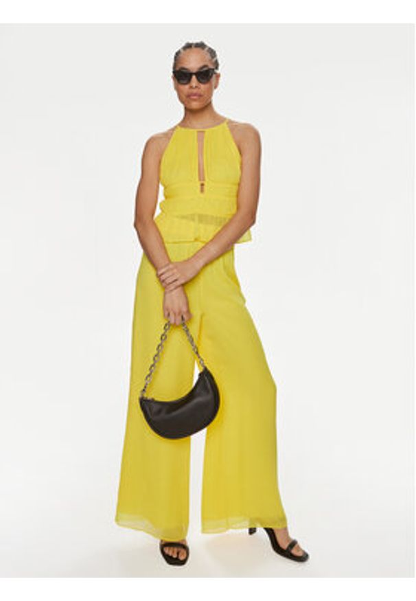 Patrizia Pepe Spodnie materiałowe 2P1584/A061-Y447 Żółty Wide Leg. Kolor: żółty. Materiał: syntetyk