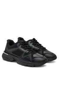 TOMMY HILFIGER - Tommy Hilfiger Sneakersy M Runner Tech Knit Lth Mix FM0FM05344 Czarny. Kolor: czarny. Materiał: materiał