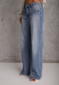 Renee - Niebieskie Jeansy High Waist Wide Leg z Bawełną i Domieszką Wiskozy Hirei. Stan: podwyższony. Kolor: niebieski #7