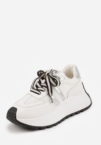 Renee - Białe Streetwearowe Sneakersy Chunky VICES na Platformie Ilnatea. Okazja: na co dzień. Kolor: biały. Materiał: jeans. Obcas: na platformie. Sport: fitness #3
