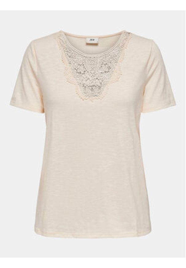 JDY T-Shirt Dodo 15296235 Beżowy Regular Fit. Kolor: beżowy. Materiał: syntetyk