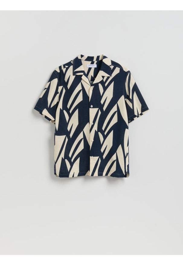 Reserved - Koszula regular z dodatkiem lnu - wielobarwny. Materiał: len