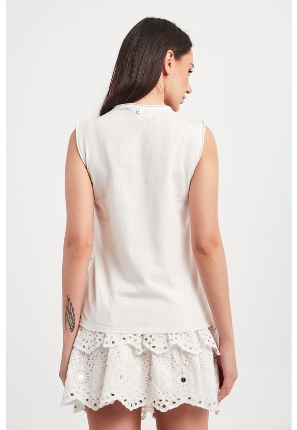 Blugirl Blumarine - Bluzka BLUGIRL BLUMARINE. Długość rękawa: bez rękawów. Wzór: haft, aplikacja, ażurowy