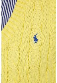 Polo Ralph Lauren kamizelka bawełniana kolor żółty. Okazja: na co dzień. Typ kołnierza: polo. Kolor: żółty. Materiał: bawełna. Wzór: ze splotem. Styl: casual #2