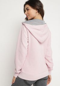 Born2be - Różowa Rozpinana Bluza z Bawełną Kapturem i Tłoczonym Wzorem Arsenia. Kolor: różowy. Materiał: bawełna #5
