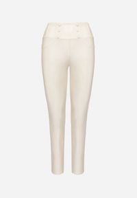 Born2be - Białe Legginsy z Ekoskóry Ocieplane z Efektem Push-Up Labrisa. Okazja: na co dzień. Stan: podwyższony. Kolor: biały. Materiał: materiał. Styl: elegancki, casual #6