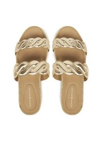 TOMMY HILFIGER - Tommy Hilfiger Espadryle Metallic Rope Espadrille Mule FW0FW08670 Złoty. Kolor: złoty. Materiał: skóra #2