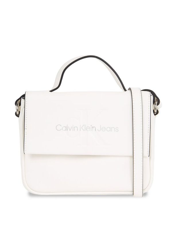 Calvin Klein Jeans Torebka Sculpted Boxy Flap Cb20 Mono K60K610829 Biały. Kolor: biały. Materiał: skórzane