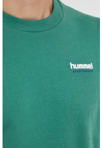 Hummel bluza bawełniana męska kolor zielony gładka. Kolor: zielony. Materiał: bawełna. Wzór: gładki #2