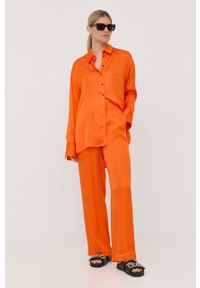 Birgitte Herskind spodnie damskie kolor pomarańczowy proste high waist. Okazja: na co dzień. Stan: podwyższony. Kolor: pomarańczowy. Materiał: tkanina, guma. Styl: casual #4