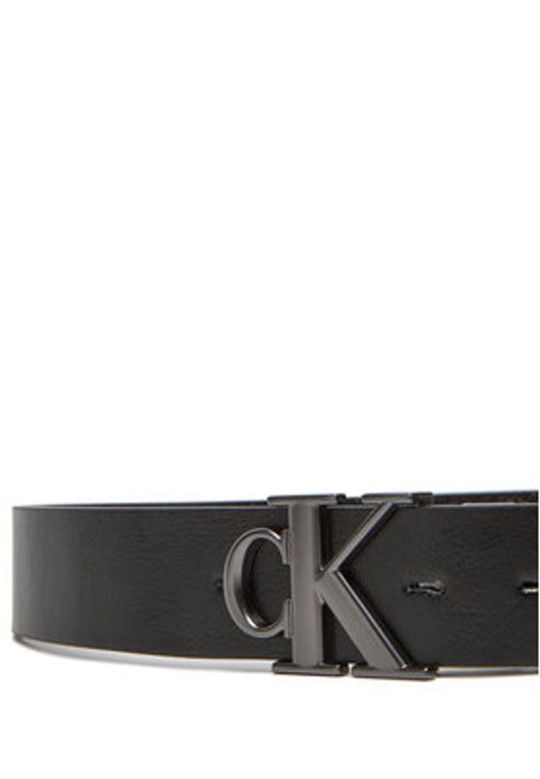 Calvin Klein Jeans Pasek Męski Monogram Plaque Buckle 35Mm Adj/Rev LV04G7033G Czarny. Kolor: czarny. Materiał: skóra