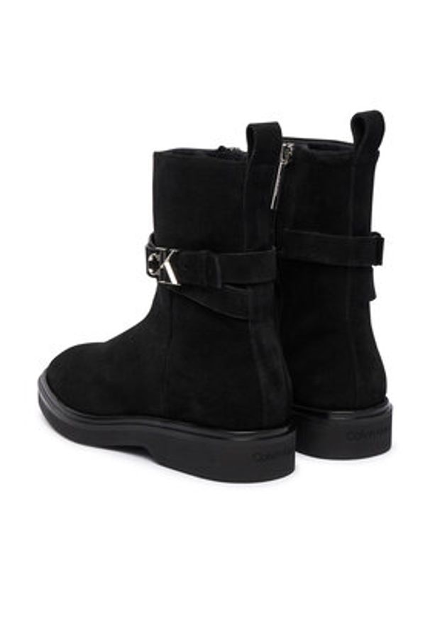 Calvin Klein Botki Ankle Boot W/ Metal Logo Sue HW0HW02664 Czarny. Kolor: czarny. Materiał: zamsz, skóra