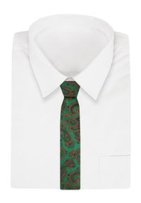 Alties - Krawat - ALTIES - Brązowe, Duże Paisley, Tło Zielone. Kolor: brązowy, wielokolorowy, beżowy. Materiał: tkanina. Wzór: paisley. Styl: elegancki, wizytowy
