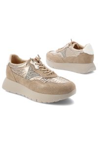 Sneakersy damskie Vinceza, cholewka ze skóry naturalnej zamszowej z wstawkami materiału tekstylnego wiązanie z przodu na grubszej podeszwie, beżowe,. Zapięcie: sznurówki. Kolor: beżowy. Materiał: materiał, skóra, zamsz. Szerokość cholewki: normalna #7