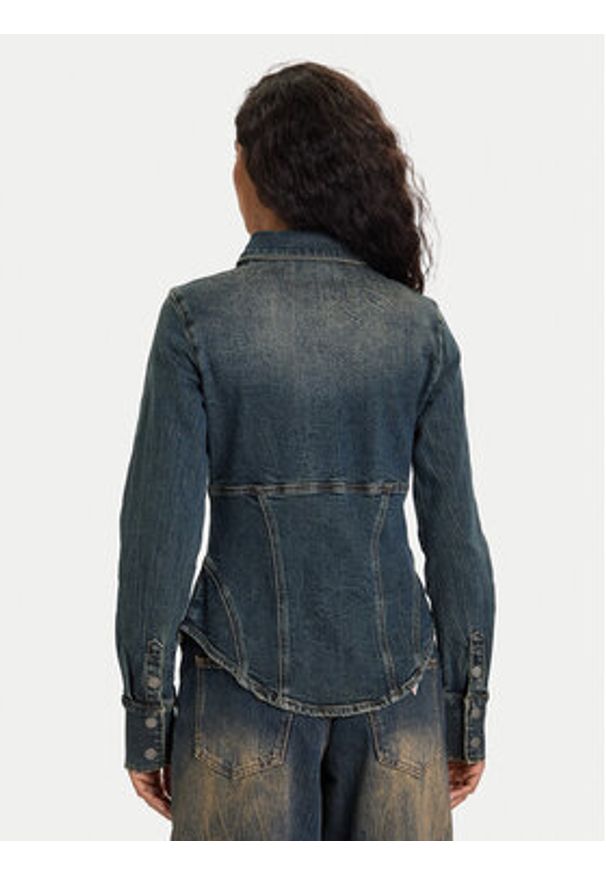 Guess Jeans Koszula jeansowa W5BH47 D4ON3 Granatowy Regular Fit. Kolor: niebieski. Materiał: bawełna