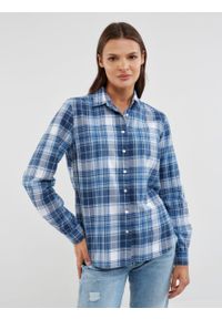 Big-Star - Koszula damska w kratę niebieska Patisi 401. Kolor: niebieski. Materiał: tkanina. Wzór: kratka. Styl: wizytowy, vintage, klasyczny, elegancki #6