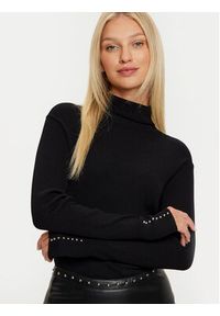 Morgan Sukienka dzianinowa 242-RPEPPER Czarny Slim Fit. Kolor: czarny. Materiał: wiskoza, skóra #4