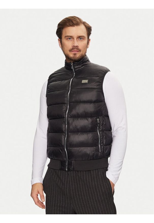 Karl Lagerfeld - KARL LAGERFELD Kamizelka 505091 551590 Czarny Regular Fit. Typ kołnierza: dekolt w karo. Kolor: czarny. Materiał: syntetyk. Długość rękawa: bez rękawów