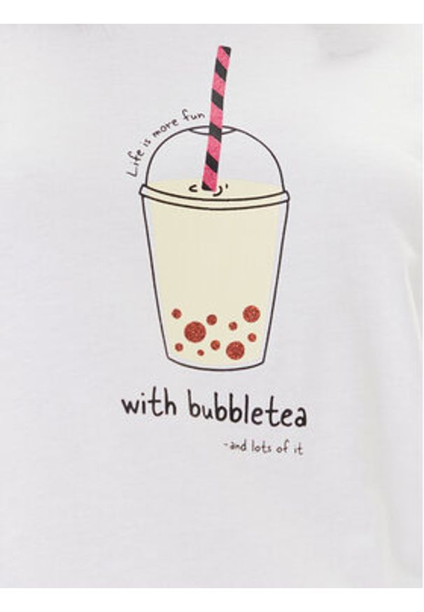 only - ONLY T-Shirt Fun Life 15349901 Biały Regular Fit. Kolor: biały. Materiał: bawełna