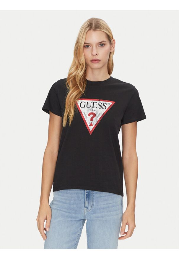 Guess T-Shirt W2BI69 K8FQ1 Czarny Regular Fit. Kolor: czarny. Materiał: bawełna