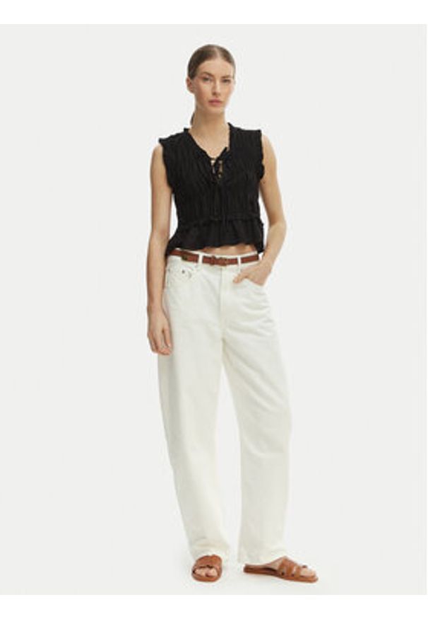 only - ONLY Bluzka Goa 15363693 Czarny Regular Fit. Kolor: czarny. Materiał: len