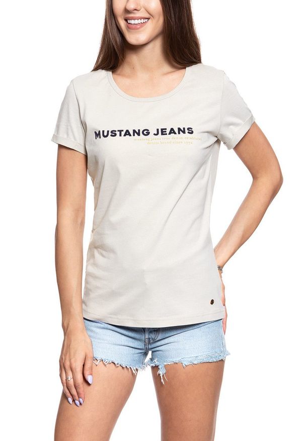 Mustang - MUSTANG T SHIRT DAMSKI Alexia C Print 1009026 4025. Długość rękawa: krótki rękaw. Długość: krótkie. Wzór: nadruk