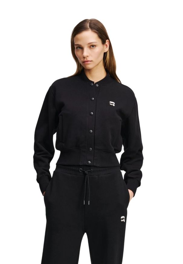 Karl Lagerfeld - KARL LAGERFELD Сzarny damski bomber Ikon Patch Buttons. Kolor: czarny