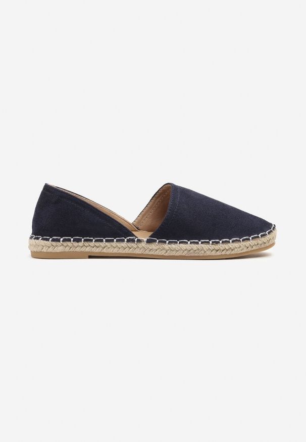 Born2be - Granatowe Espadryle z Plecionką i Wyciętą Cholewką Prommea. Okazja: na co dzień. Kolor: niebieski. Materiał: jeans. Szerokość cholewki: normalna. Sezon: lato. Obcas: na obcasie. Styl: casual. Wysokość obcasa: niski