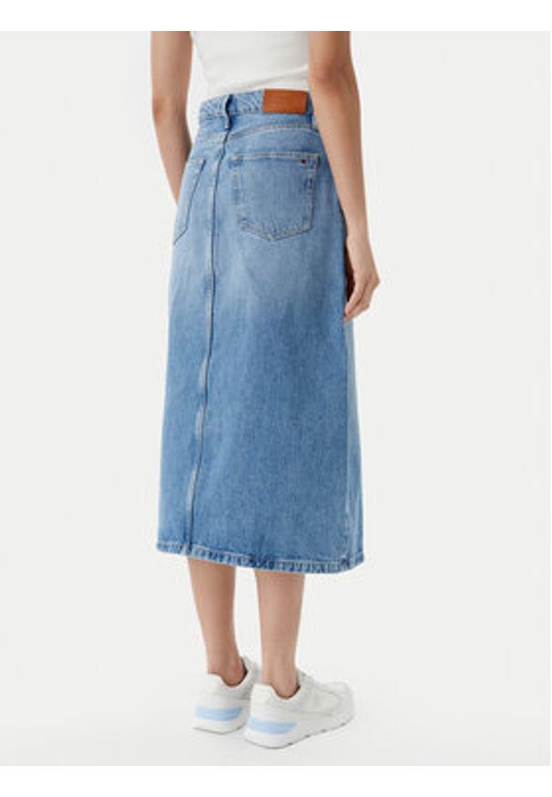 TOMMY HILFIGER - Tommy Hilfiger Spódnica jeansowa WW0WW45501 Niebieski Regular Fit. Kolor: niebieski. Materiał: bawełna