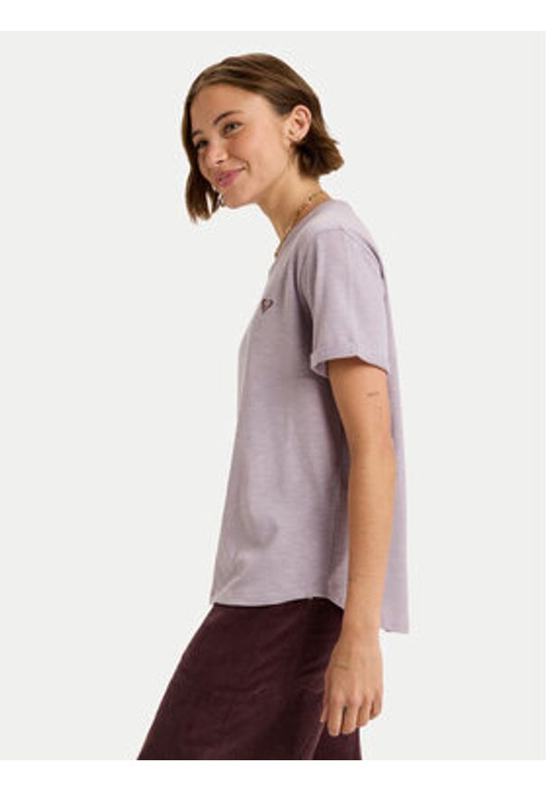 Roxy T-Shirt Oceanwave Regular Emby ERJZT06030 Fioletowy Regular Fit. Kolor: fioletowy. Materiał: syntetyk, bawełna
