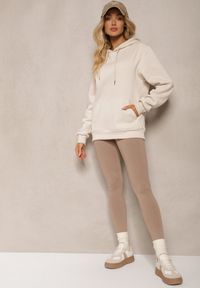 Renee - Beżowe Legginsy z Gumką w Talii z Długimi Nogawkami Caleta. Okazja: na co dzień. Kolor: beżowy. Długość: długie. Styl: klasyczny, casual