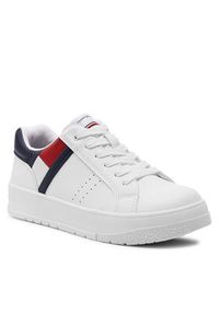 TOMMY HILFIGER - Tommy Hilfiger Sneakersy Flag Low Cut Lace-Up T3X9-33356-1355 S Biały. Kolor: biały
