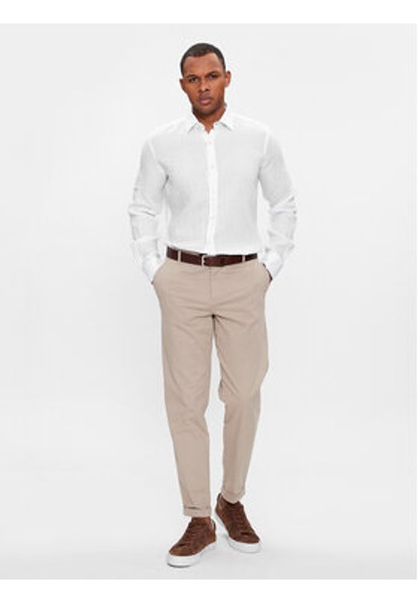 PAUL & SHARK - Paul&Shark Koszula 24413322 Biały Slim Fit. Kolor: biały. Materiał: len