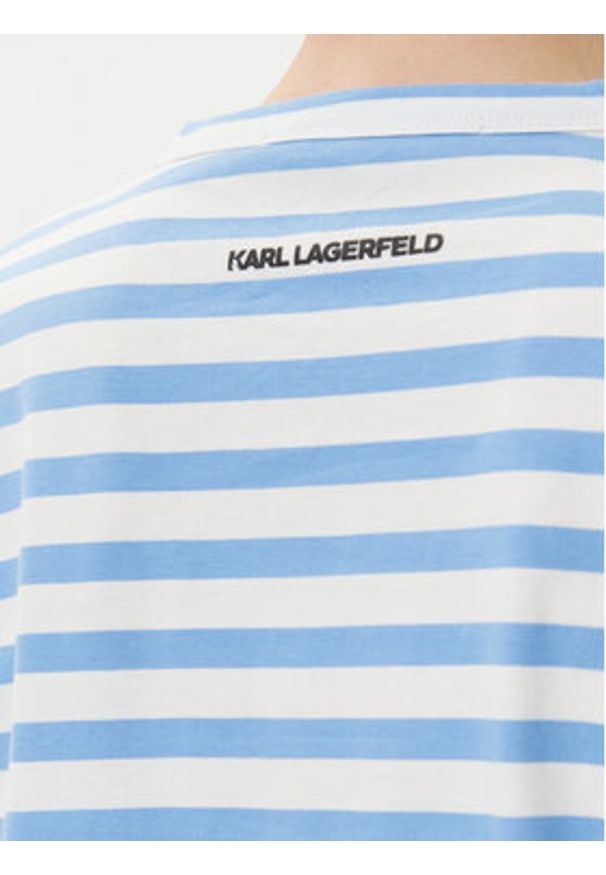 Karl Lagerfeld - KARL LAGERFELD Bluzka A1W17137 Niebieski Regular Fit. Typ kołnierza: dekolt w karo. Kolor: niebieski. Materiał: bawełna