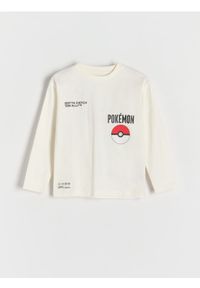 Reserved - Longsleeve Pokémon - złamana biel. Materiał: bawełna, dzianina. Długość rękawa: długi rękaw